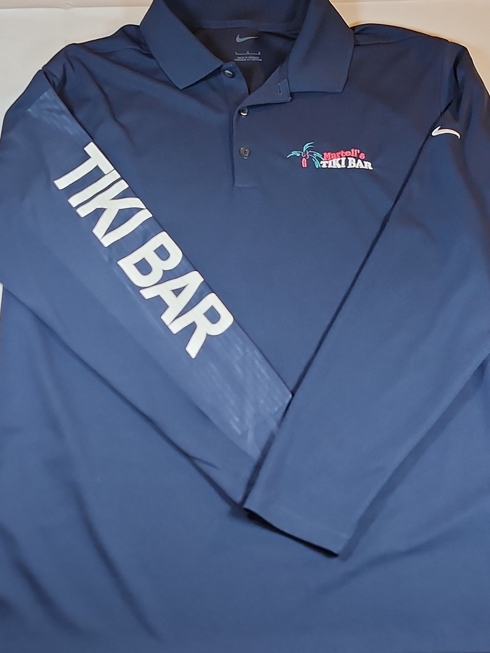 Nike Men's Navy Long-Sleeve Tiki Bar Polo